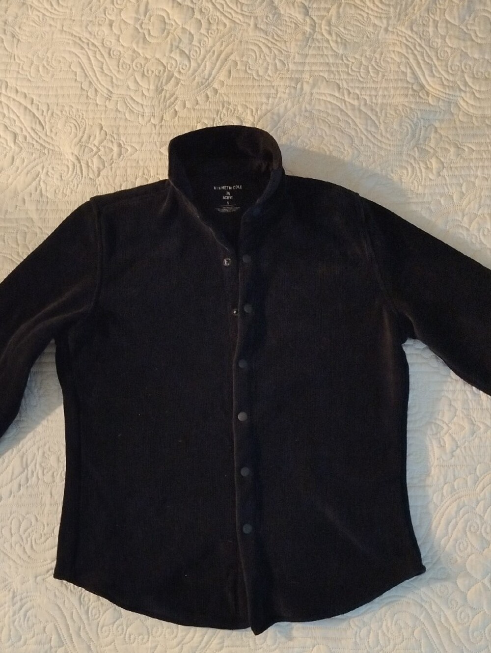 Kenneth Cole Black Corduroy Snap Jacket with Stand Collar